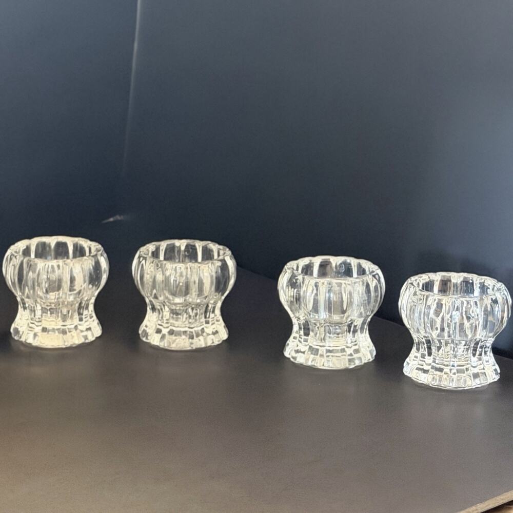 Set of 4 DePlomb USA Lead Crystal Votive Candle Holders 2 3/8" Round